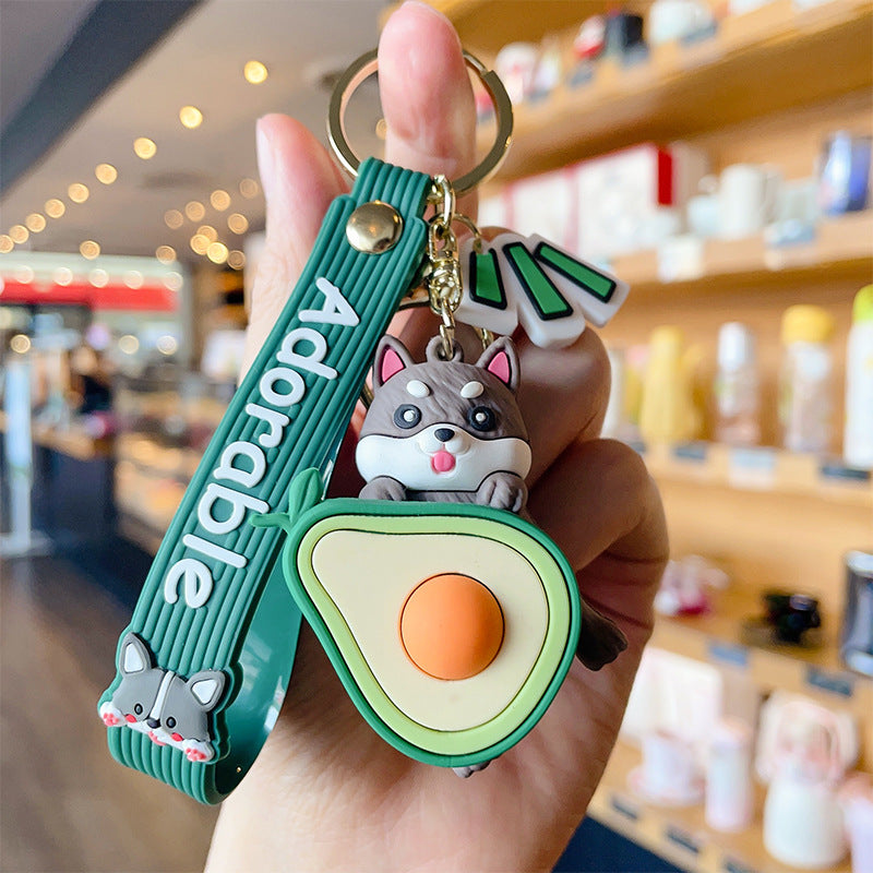 Wholesale Cute Watermelon Shiba Inu PVC Keychain